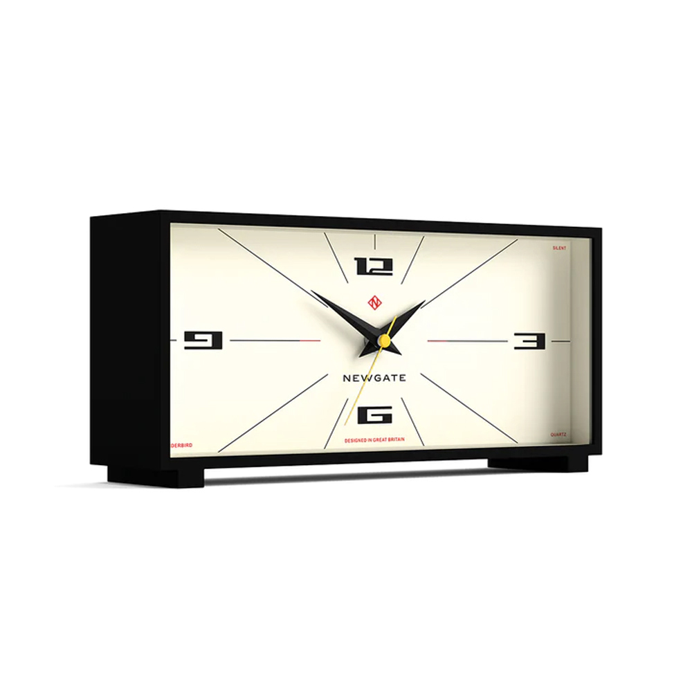 Newgate Thunderbird Mantel Clock in Black and Cream